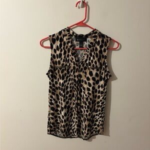 INC International Concepts Women's Leopard Print Sleeveless Blouse Size Medium